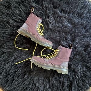 Dr. Martens Purple Boots with Yellow Laces